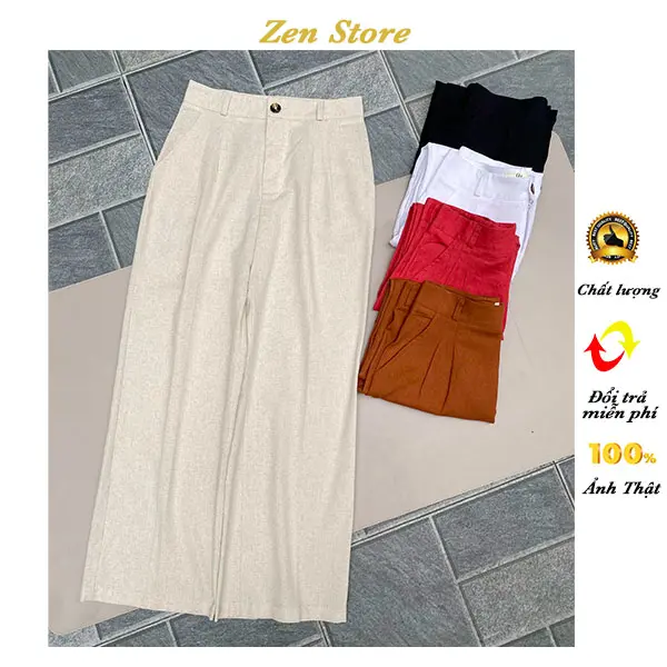 QUẦN SUÔNG LINEN NỮ-LƯNG TÂY-FORM HACK DÁNG Women