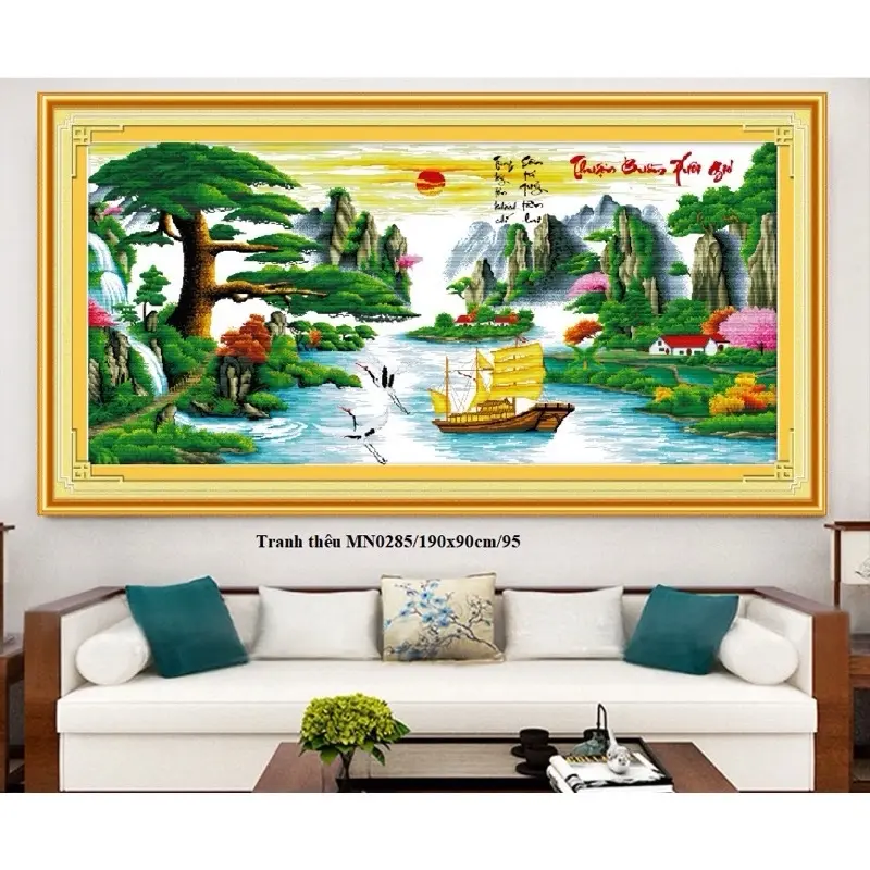 CÁC MẪU- TRANH THÊU KÍN - TRANH ĐÁ THUẬN BUỒM XUÔI GIÓ CÁC KÍCH THƯỚC Handmade Thêu Chữ Làm Đồ Handmade
