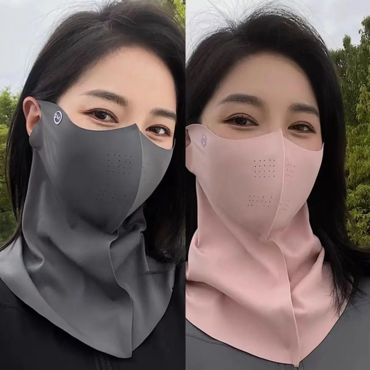 UPF Sun Protection Sunshade Eye Protection Face Mask Neck Guard UV Protection Women Face Driving Thin Ice Silk Breathable Mask Party Mask