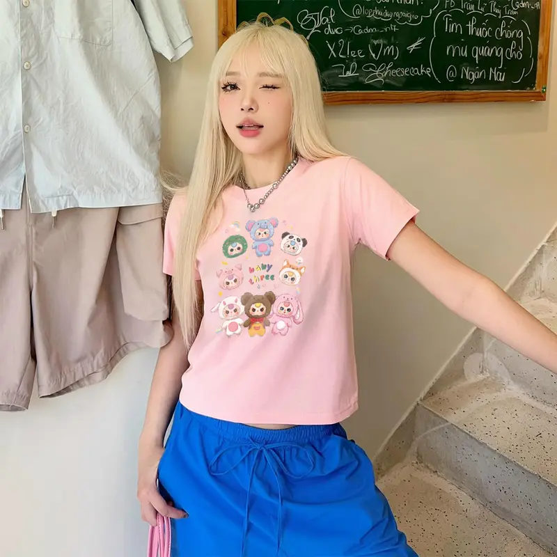 Áo Thun Baby Tee Tay Ngắn PINKSTORE29 Cổ Tròn In Hình Icon Baby Three A52012 6