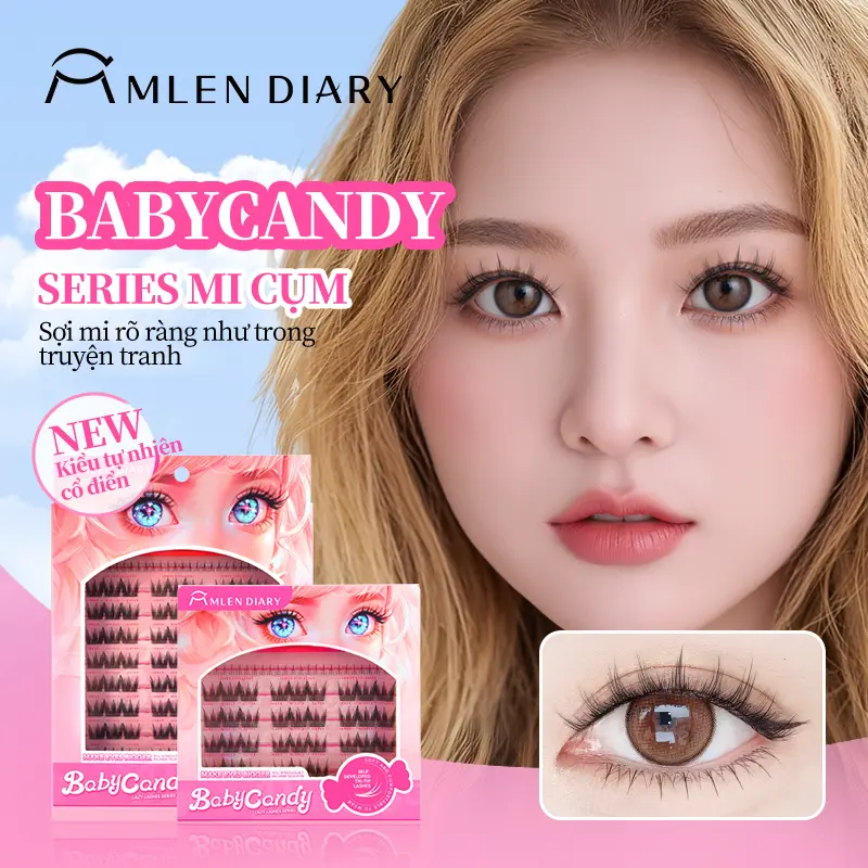 Mlen Diary - Lông Mi Giả Baby Candy Hoạt Hình Mi Giả Tách Sợi, Mi Cụm Dễ Dùng, Có Thể Tái Sử Dụng Được Nhiều Lần Trang Điểm