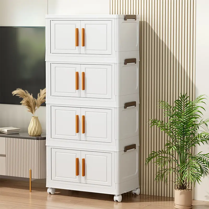 Household Folding Storage Cabinet Thickened Large Capacity Baby Toy Snack Organizer Cabinet Living Room Bedroom Multi-layer Storage Cabinet