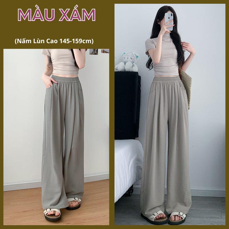 Product Introduction of Quần Ống Rộng Nấm Lùn Vải Lụa Băng Thoáng Mát, Quần Gió Nữ Cạp Chun Cao Cấp Lên Dáng Siêu Xinh Ong Women MS54 23