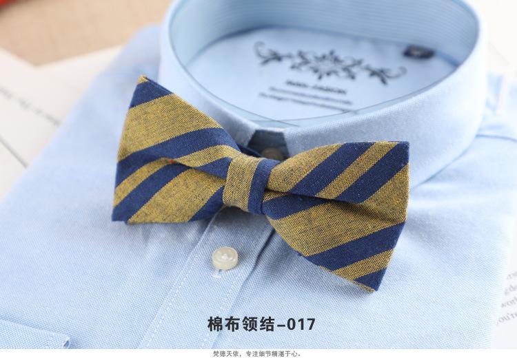 Product Introduction of 1PCS Men's Bow Tie Korean Version Fashion Casual Bow Cotton Trendy Plaid Striped Collar Bow Tie Manufacturer Wholesale Spot 20