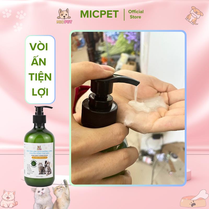 Combo Báo Đời MicPet [Sữa Tắm Cho Mèo 500ml Dưỡng Lông Bảo Vệ Da Sạch Ngừa ve rận nấm ghẻ  + Dung Dịch Nhỏ tai vệ sinh sạch tai phòng viêm tai Chó Mèo chai to 60ml] Tặng bàn chải Kỳ Lông|Voucher 20k 3