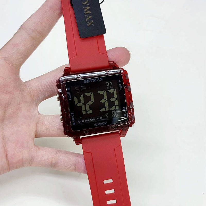 JAM TANGAN ORIGINAL WANITA SKYMAX DIGITAL CASE TRANSPARAN RUBBER Digital 5