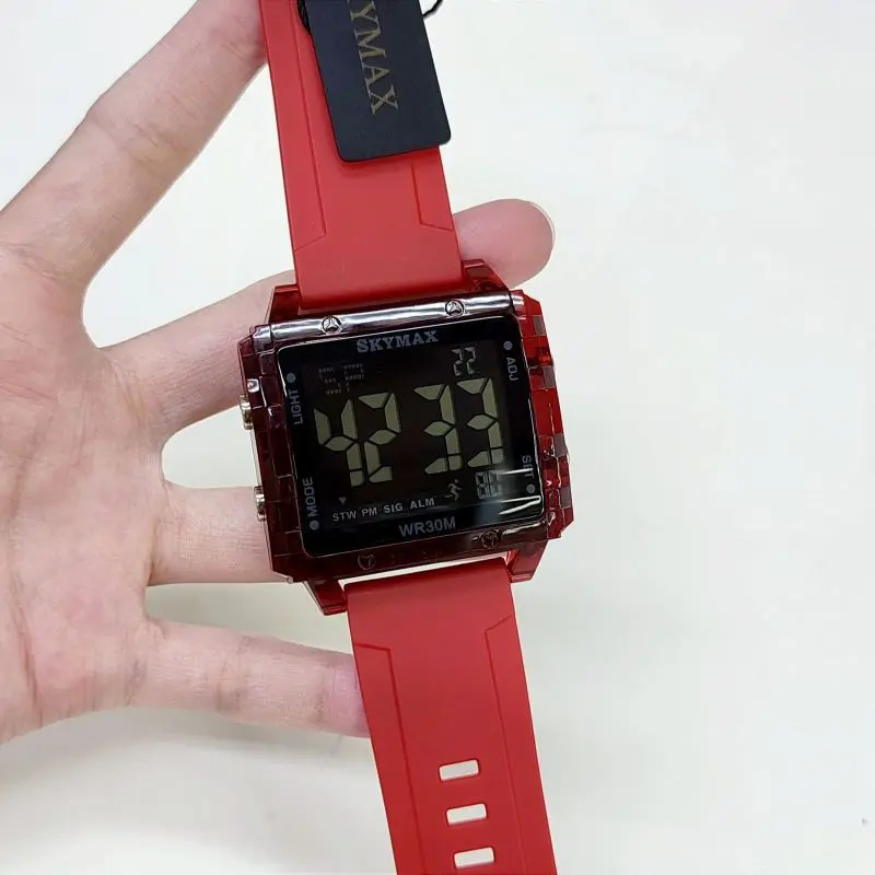 JAM TANGAN ORIGINAL WANITA SKYMAX DIGITAL CASE TRANSPARAN RUBBER Digital 5