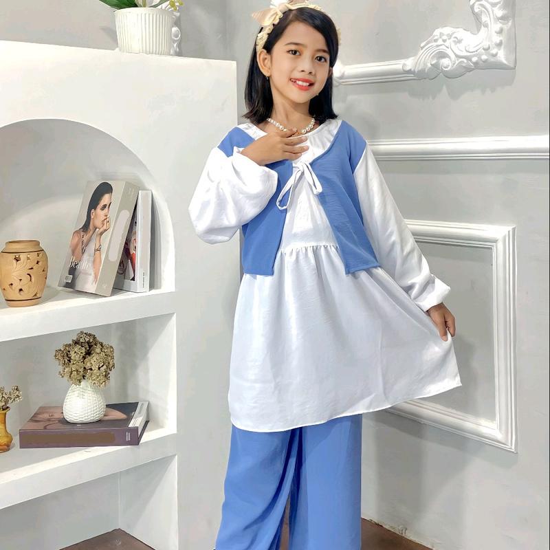 Setelan anak cringkel rompi Celana Fashion 4