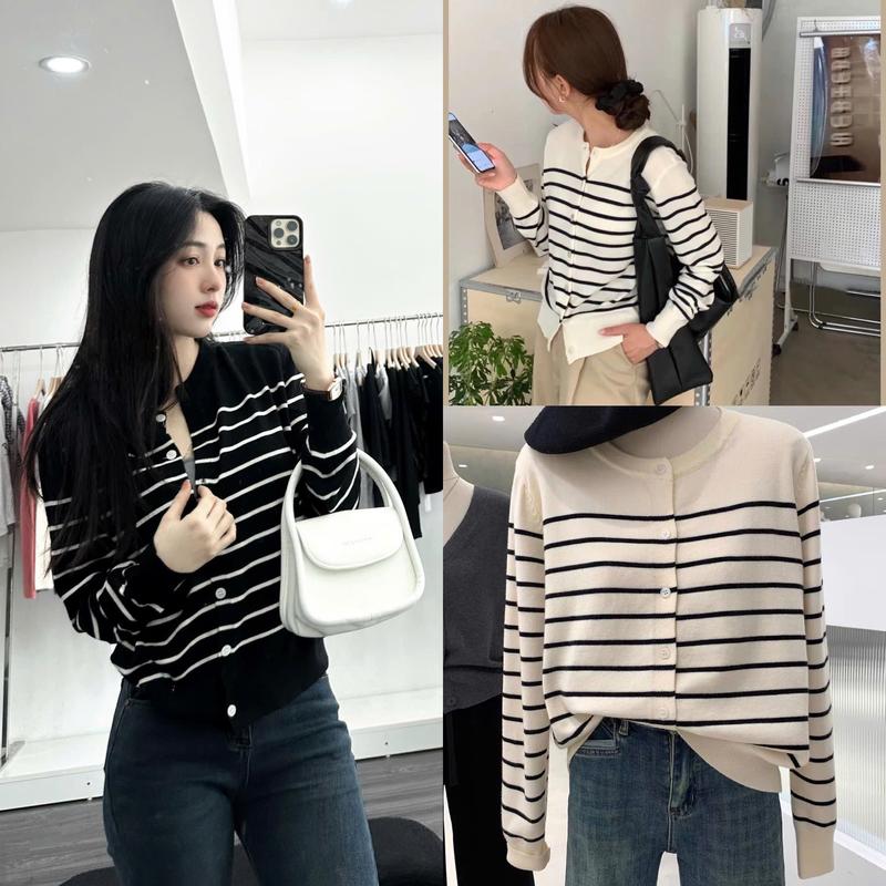 Áo khoác cardigan kẻ ngang chất len mềm SUMIISHOP mã QC99