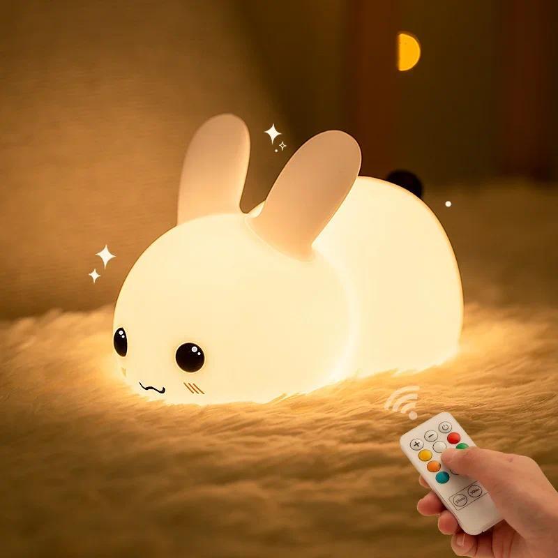 Night Light Cute Rabbit Colorful Light Voice Controlled Clapping ...