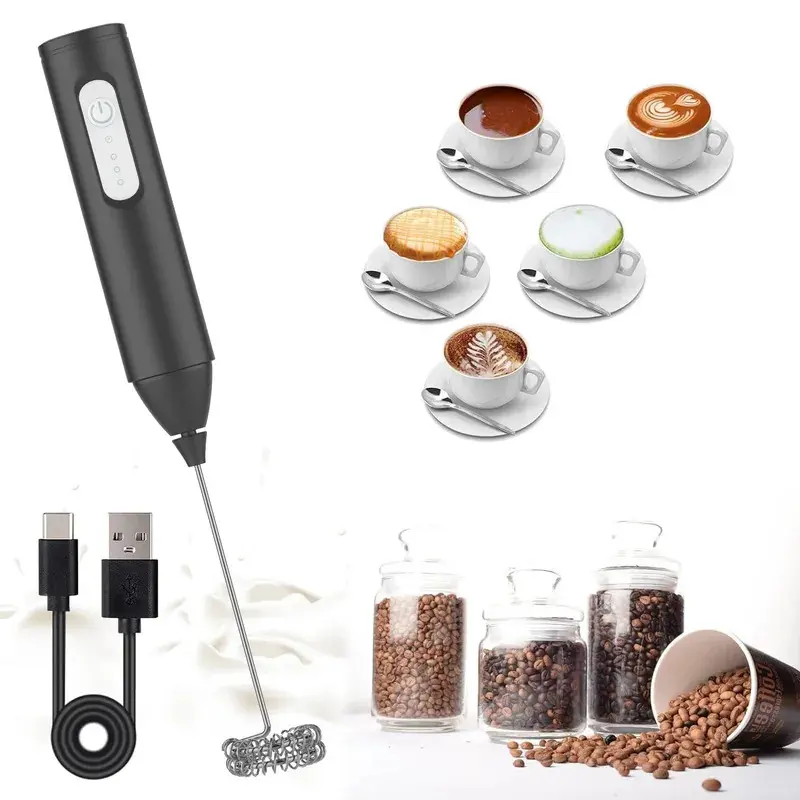 Pembuih Susu, MINI, USB Boleh Dicas Semula, 3 Kelajuan, Pembuat Buih, Pengadun Pukul Kopi, Pengisar Pemegang Elektrik, Pemukul Telur