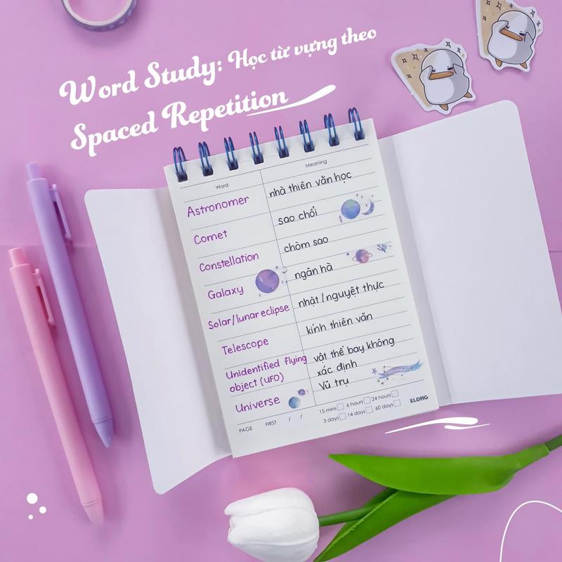  Sổ ghi chép học TỪ VỰNG tiếng Anh 180 trang - sổ ghi chú tiện ích sổ giấy trang trí dễ thương khổ A7 