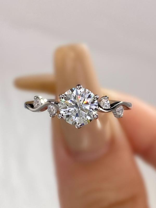 S925 Sterling Silver Synthetic Moissanite Ring, 1ct Ring for Women, Exquisite Engagement Ring for Women & Girls, with Timeless Promise Wedding Engagement Ring, Pave Engagement Ring 3