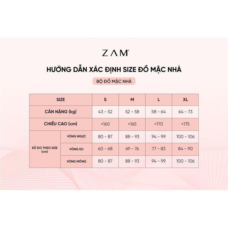 Product Introduction of BỘ MẶC NHÀ ZAM - CLTL- BỘ NGẮN TAY QUẦN DÀI TĂM LẠNH PHỐI BÈO 0