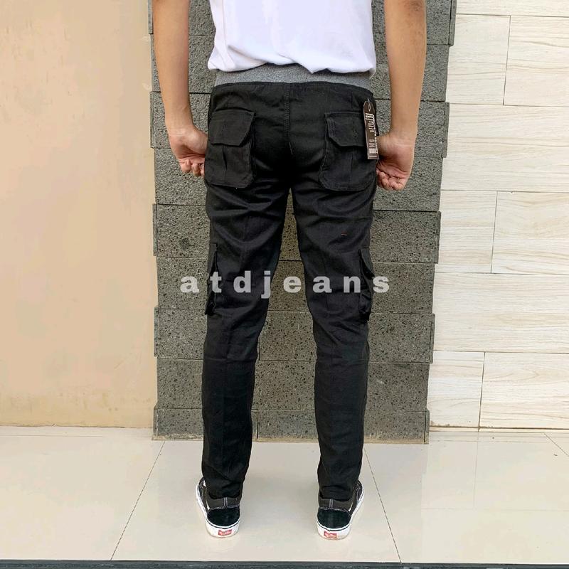 Atd jeans celana panjang cargo pria PREMIUM celana cargo pria bahan catton | pinggang karet/rip dewasa nyaman santai karet  cowok  keren Katun Distro 1