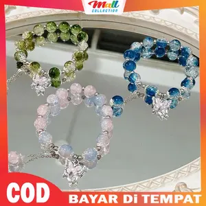 MALL Gelang Wanita Dengan Manik Manik Aesthetic Motif Kupu Kupu Bandul Gaya Korea GLG15