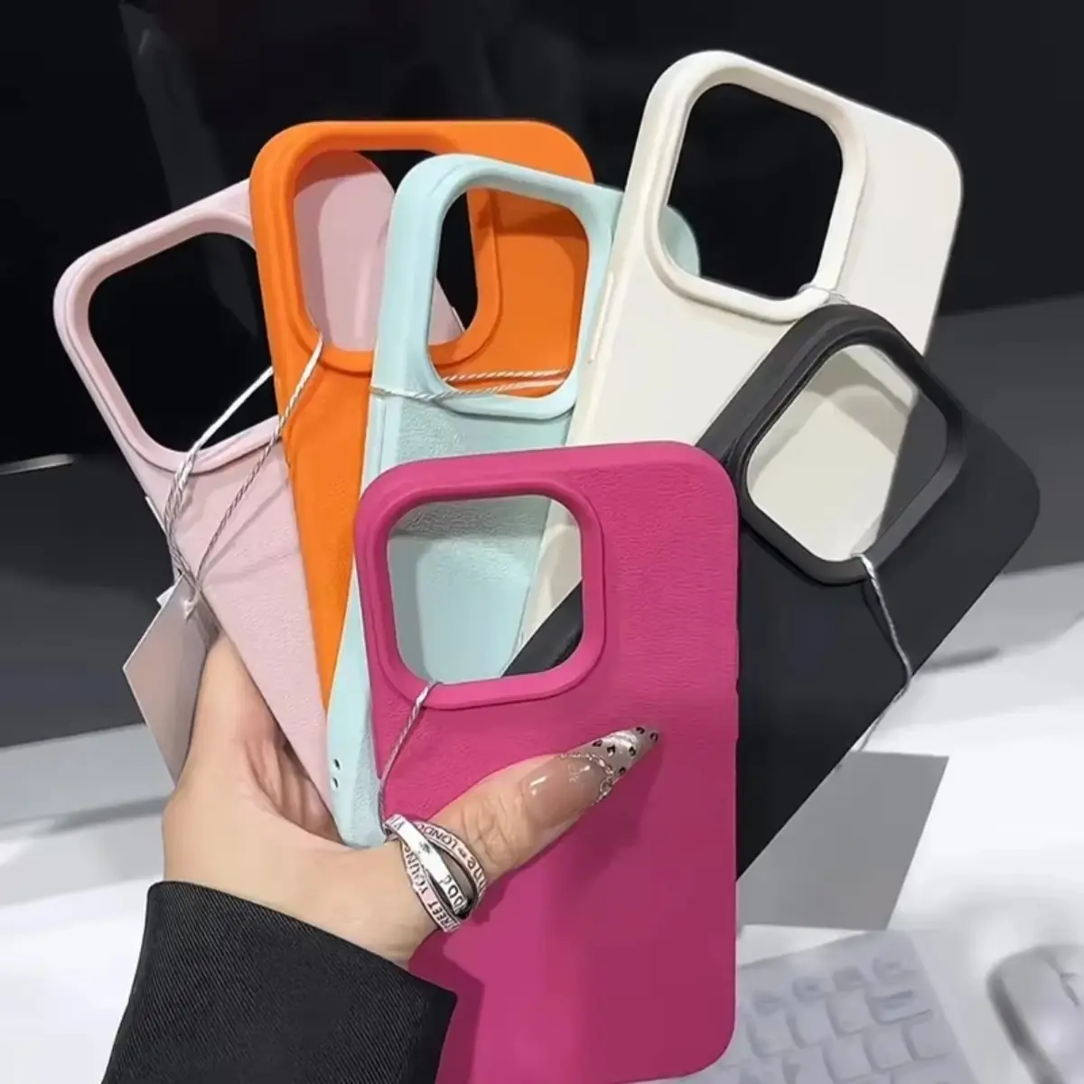 Luxury Shockproof Phone Case For iPhone 11 16 12 13 14 15 Pro Max 14 15 16 Plus X XS XR Soft Candy Color Lichee Pattern Silicone Bumper Cover