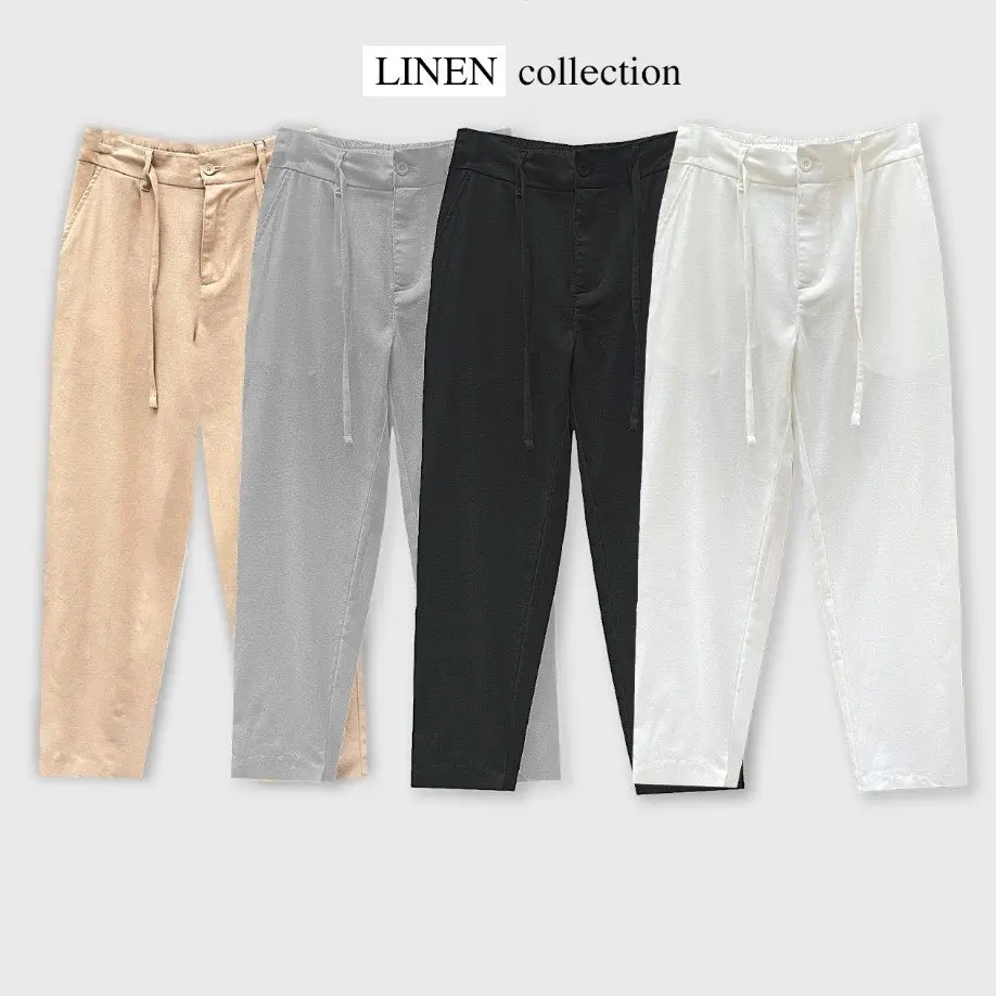 Quần dài đũi Linen thế hệ mới , ống suông cao cấp, cạp chun , chất mát thoải mái, T099