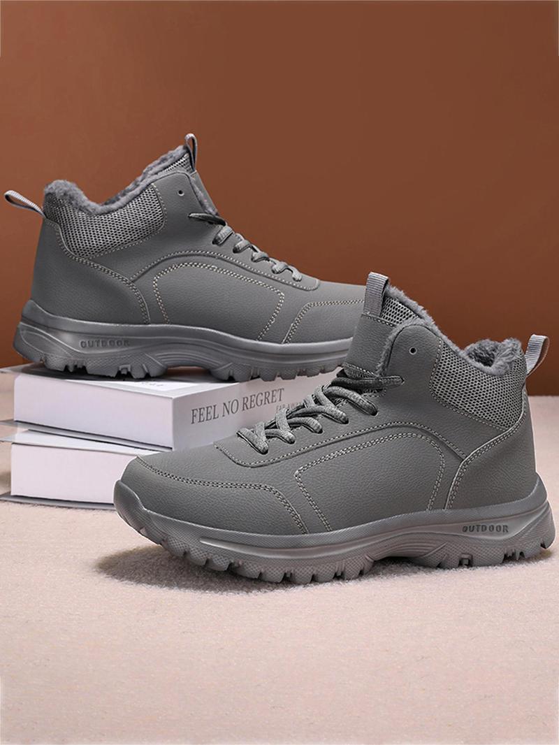 Product Introduction of Men's Winter Warm Thermal Lined Hiking Shoes, Casual Sporty Outdoor Walking Shoes, Male All-match Shoes for Daily Wear 4