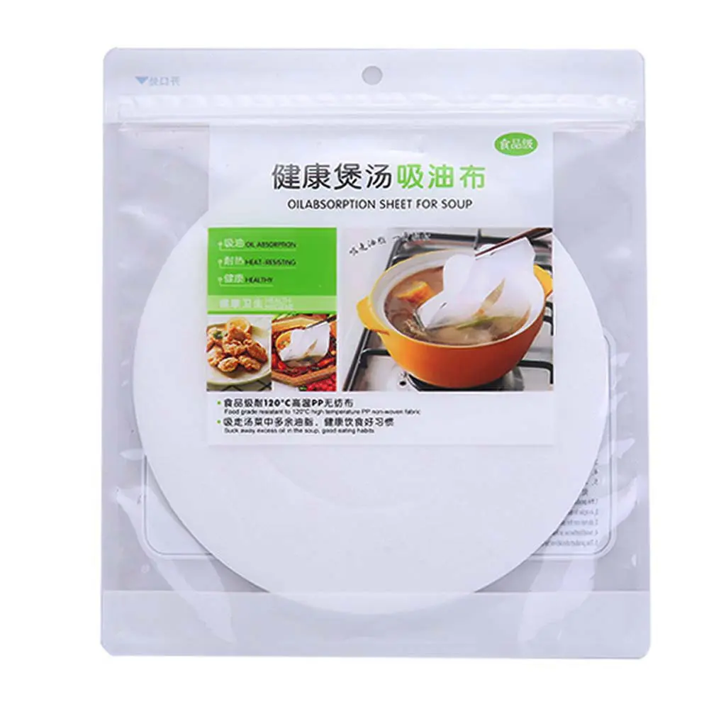 30pcs Round Soup Oil Absorbing Paper Absorption Membrane Pads Kitchen Food Cook