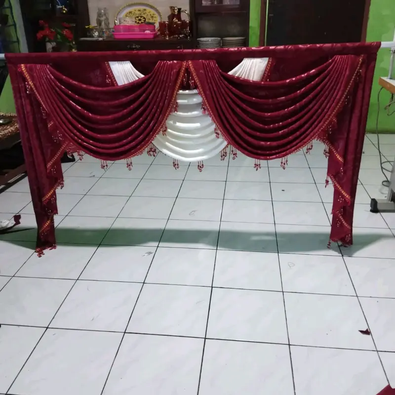 Rumbai Gorden Khusus Poni saja Model Gelombang Spanyol mewah jendela pintu gorden poni  mewah Curtain 4