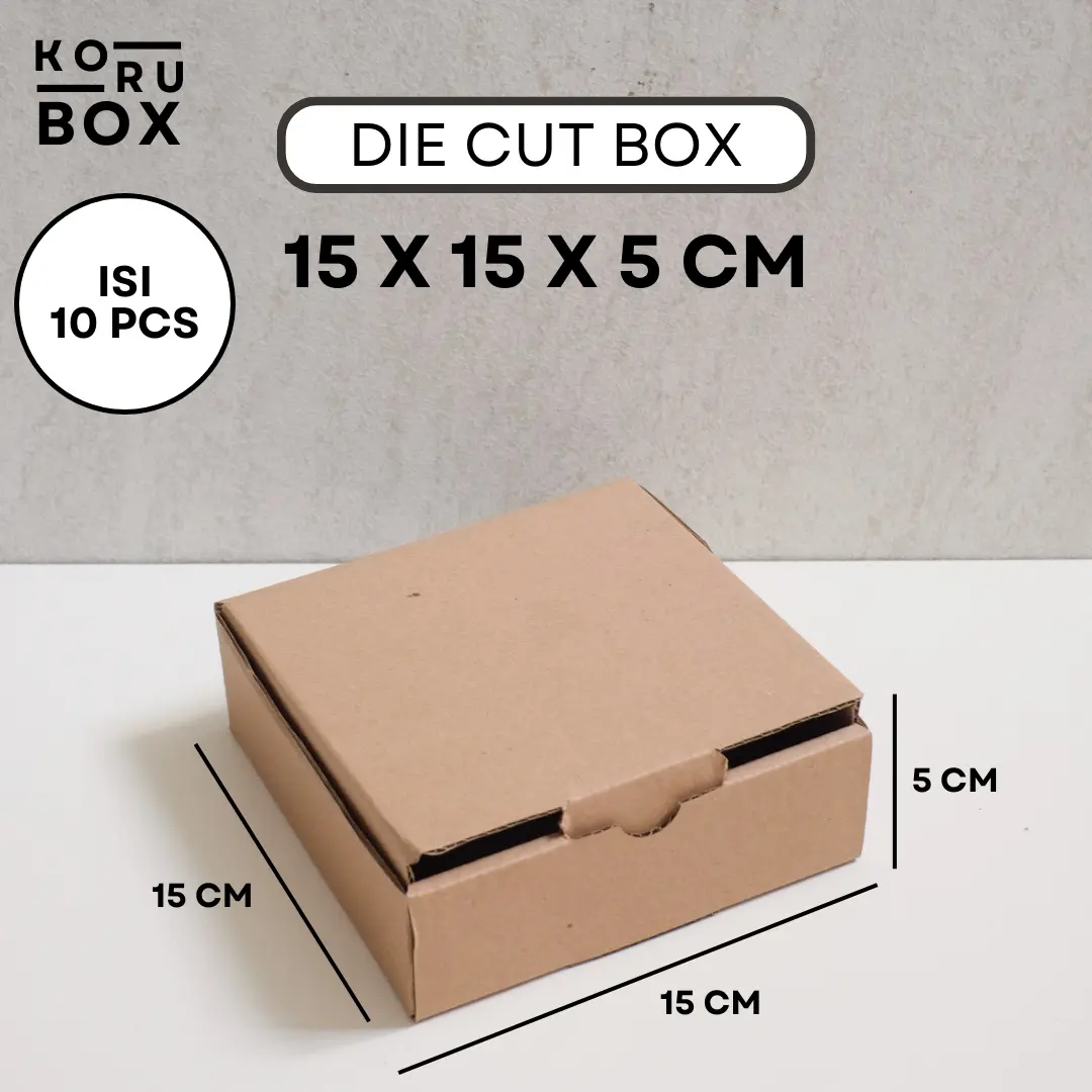 [ISI 10] Box Kardus Karton Die Cut Mailer 15 x 15 x 5 cm Tanpa Sablon - Bahan B Flute Cokelat