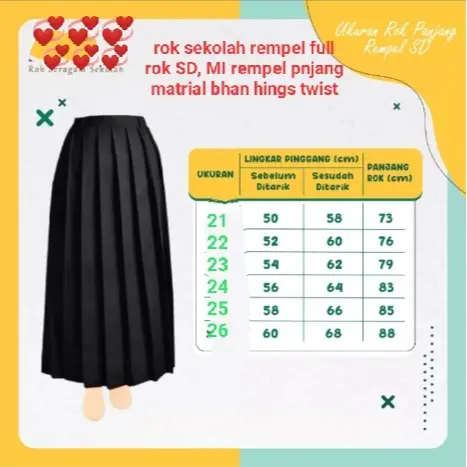 rok rempel sd/mi seragam sekolah anak bawahan anak perempuan sd terlaris Hitam