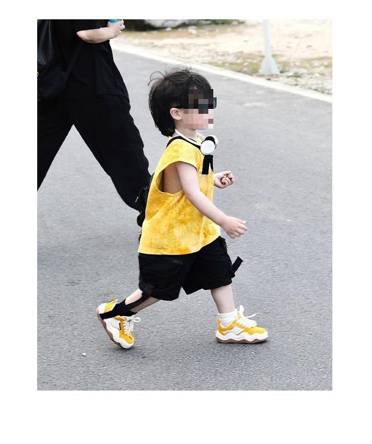 Product Introduction of Children's Clothing 2025 Summer New Korean Style Kids Baby Yellow Tie-Dye Cotton Sleeveless Top and Pants Stylish Two-Piece Set 8