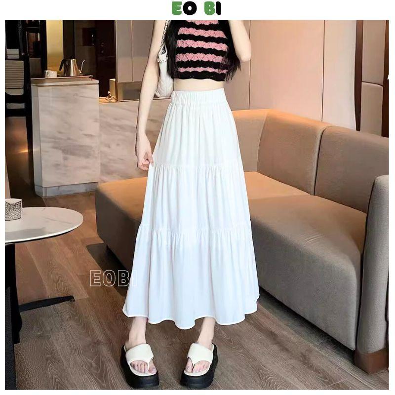 Chân váy tiểu thư xoè dáng dài, Chân váy lưng thun cạp thiết kế 3 tầng xinh xắn kiểu dáng ulzzang - EOBI Nữ Women 5