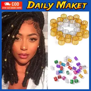 Cincin Klip Manik Adjustable Aksesoris Dekorasi Kepang Rambut Hair Braid Cuff 100 Pcs Cincin Klip Manik Adjustable Aksesoris Dekorasi Kepang Rambut Hair Braid Cuff 100 Pcs