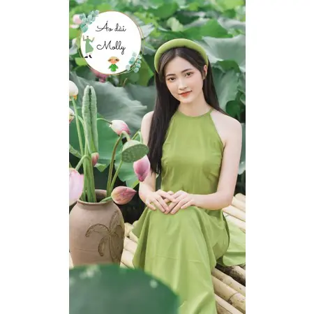 áo dài yếm chụp ảnh sen_ tặng mấn
