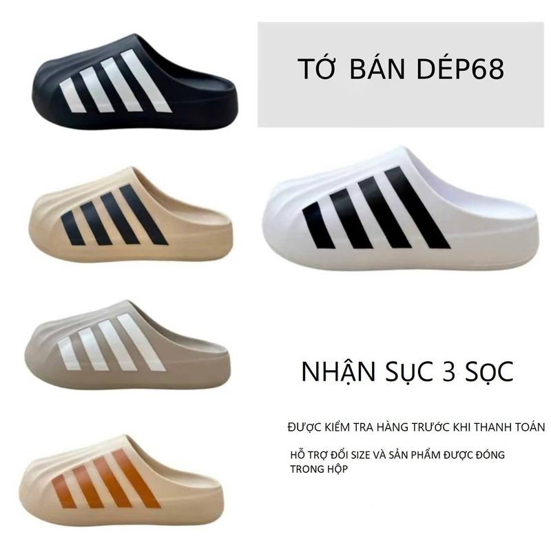 Dép sục A 3 sọc nữ nam đế bằng cao su cao 4cm không thấm nước êm mềm tăng chiều cao đủ size nam nữ 36-43 hottrend 2025 [hỗ trợ đổi size]