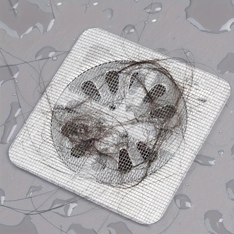 Product Introduction of Disposable Shower Drain Hair Catcher, 50pcs/set Disposable Drain Strainer Cover for Shower, Floor Sink Filter Mesh Sticker, Bathroom Accessories 13