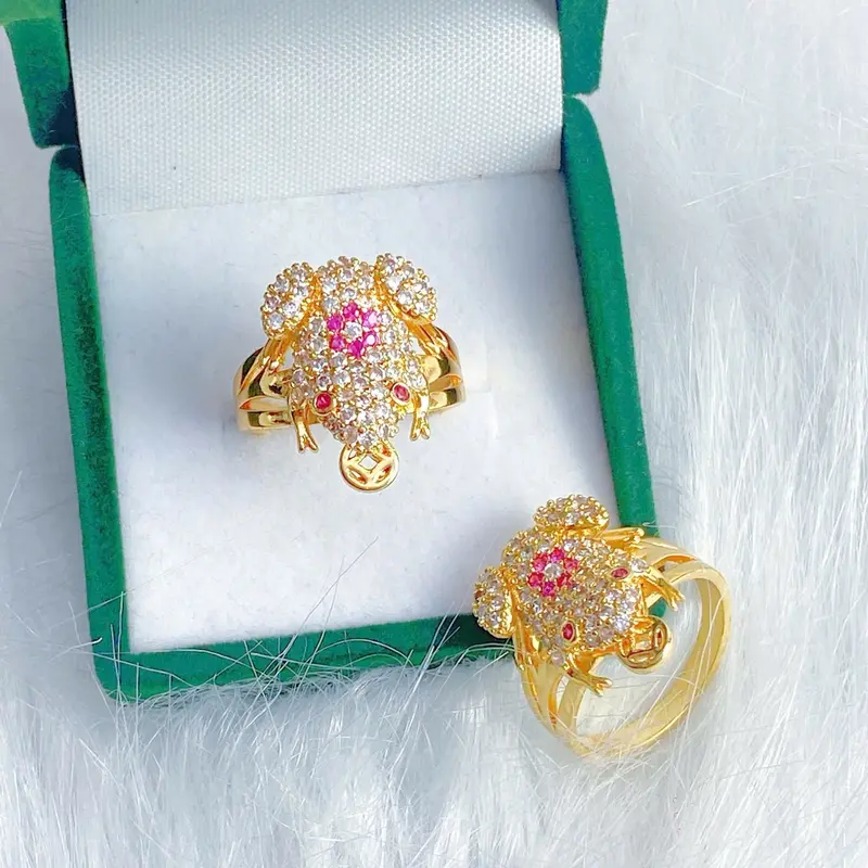 Nhẫn nữ  kim tiền  cóc ngậm tiền mạ vàng 24k không gỉ 1
