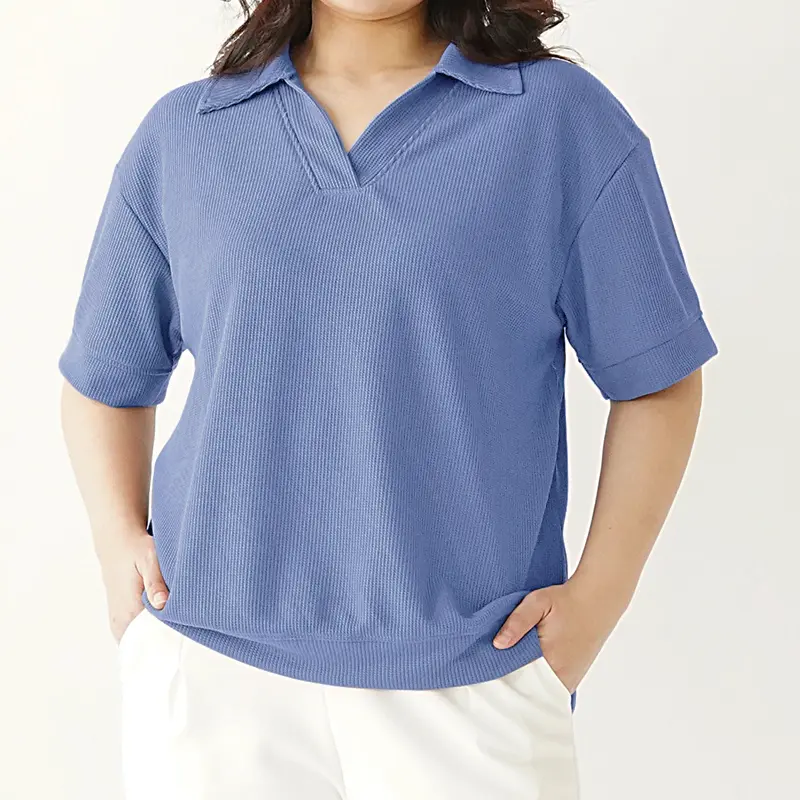 Atasan kerah polo wanita jumbo polos oversize - Wangki Tops