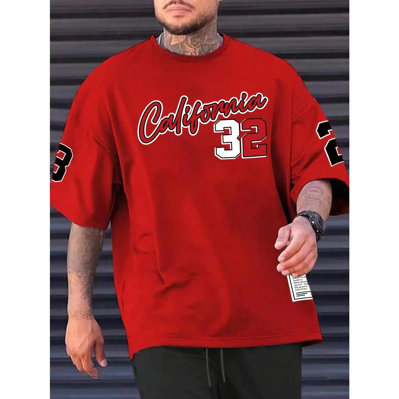 Men Drop Shoulder Short Sleeve T-Shirt With Letter Graphic Print, Street Wear, Boyfriend Gift, Leisure and comfortable, fashionable and good-looking