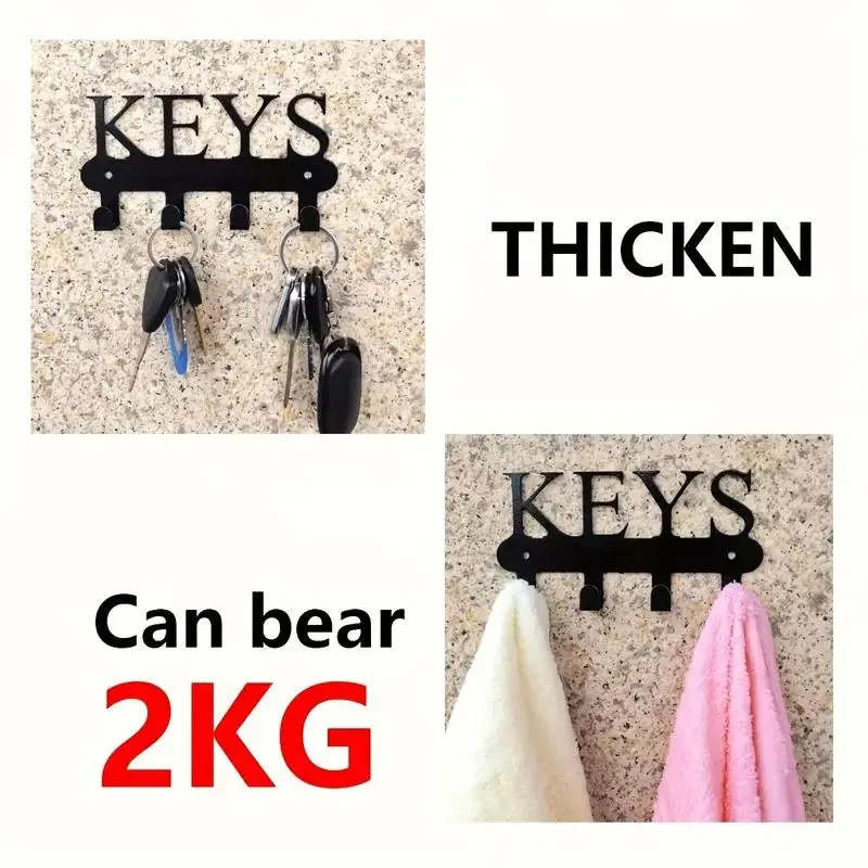 Wall Mounted Key Hanger, 1 Count Decorative Key Hook, Space Saving Home Organizer for Kitchen, Entryway, Bedroom, Bathroom, Office, Wall Decor 2