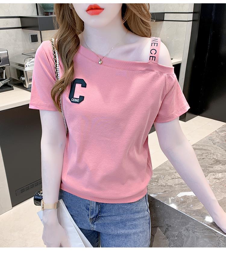 Product Introduction of Áo Phông Cotton Ngắn Tay, Nữ Và Cô Gái Nóng Bỏng, Trang Phục Mùa Hè, Phong Cách Hồng Kông, Ins, Dễ Thương Và Gợi Cảm, Sling, Trễ Vai, Cổ Áo Rộng Rãi, Áo Trễ Vai, Thời Trang 15