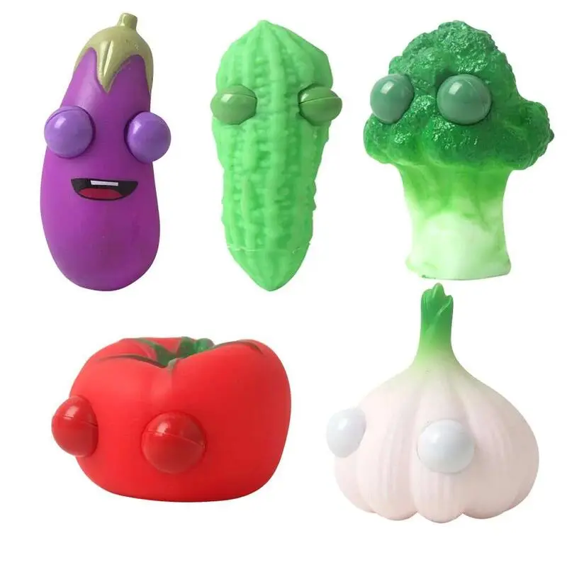 Anti-Stress Toy Eggplant With Narrow Eyes Squeeze Fidget Toys Squishy Funny Stress Relief For Kids Adults Gift Prop 1pcs
