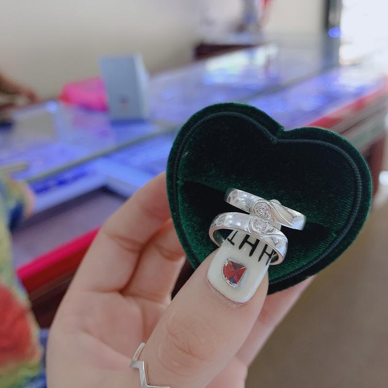 Nhẫn đôi tim ghép bạc ta siêu xinh cho các cặp đôi _Bạc đẹp Hải hạnh HHj nhẫn  bạc nhancap