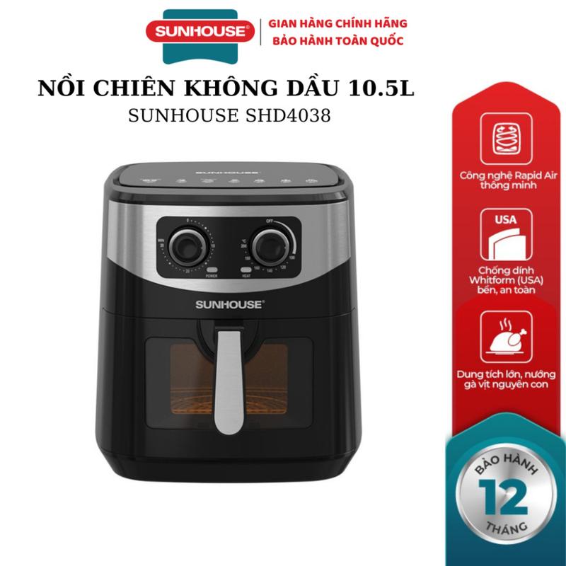 NỒI CHIÊN KHÔNG DẦU 10.5L SUNHOUSE SHD4038 CÔNG SUẤT 1800W