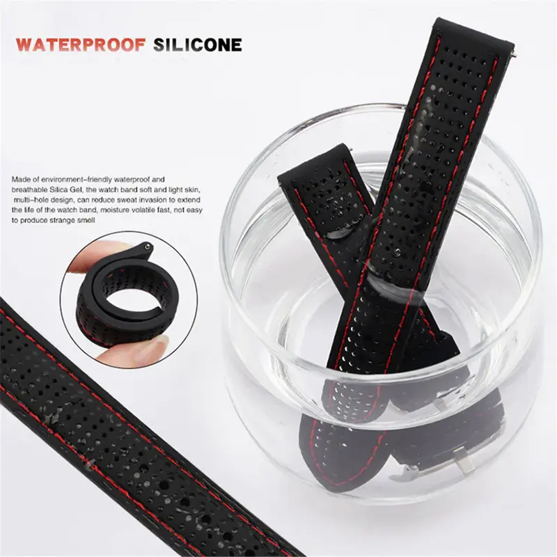 Dây Đeo Đồng Hồ Silicon, Thông Dụng, 18 / 20 / 22 / 24Mm, Dành Cho Nam Và Nữ, Không Thấm Nước, Thích Hợp Cho Dây Đeo Lặn, Tương Thích Với Samsung Galaxy Watch 6 5 4, Huawei GT 4 3 3