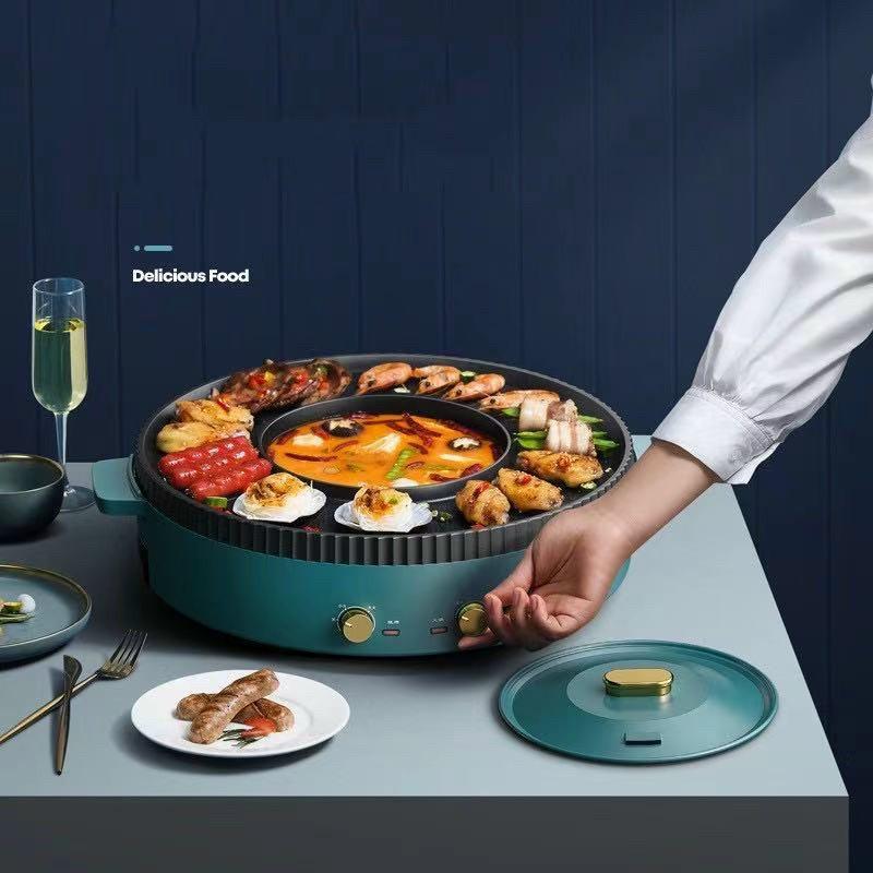 Bếp lẩu nướng 2 trong 1 OSAKA, nồi nướng kèm lẩu điện đa năng hàng xịn, đường kính 40cm Bảo hành 12 tháng Nồi Điện Nồi Lẩu