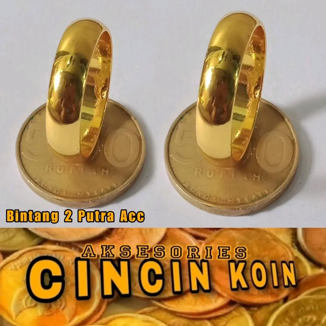 CINCIN Unik Terbaru Motif Polos Terbuat Dari Bahan Koin logam Original Lapis Emas Tahan Karat
