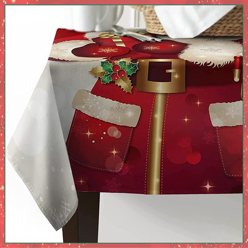 Product Introduction of Trimming Shop Christmas Chair Covers & Christmas Tablecloth Set Premium Polyester Table Cover Table Protector Stretch Removable Washable Short Dining Chair Slipcovers for Christmas Party Decoration 8