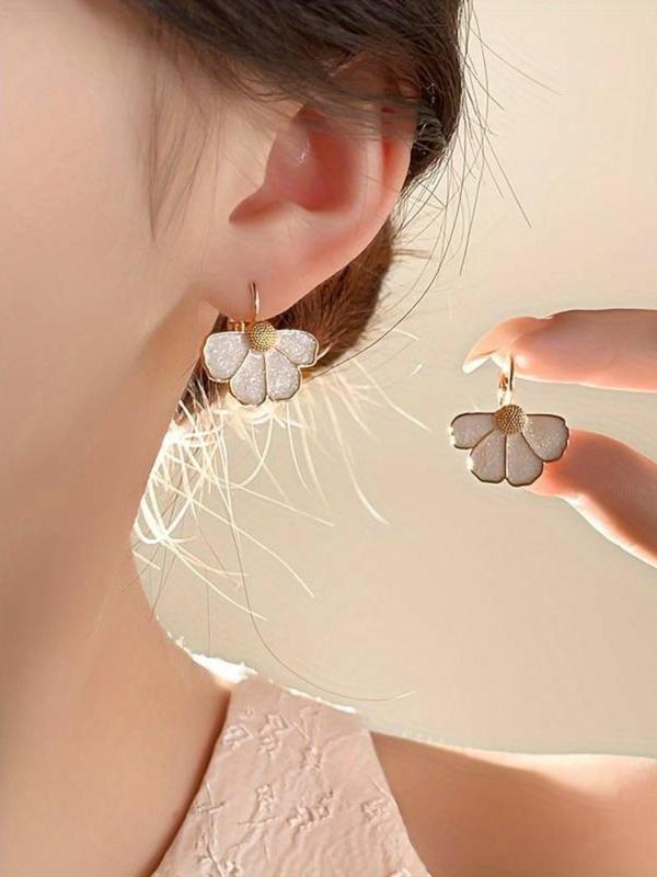 Flower Design Dangle Earrings, Fashionable Jewelry for Women & Girls, Trendy All-match & Exquisite Jewelry for Birthday Gift 3
