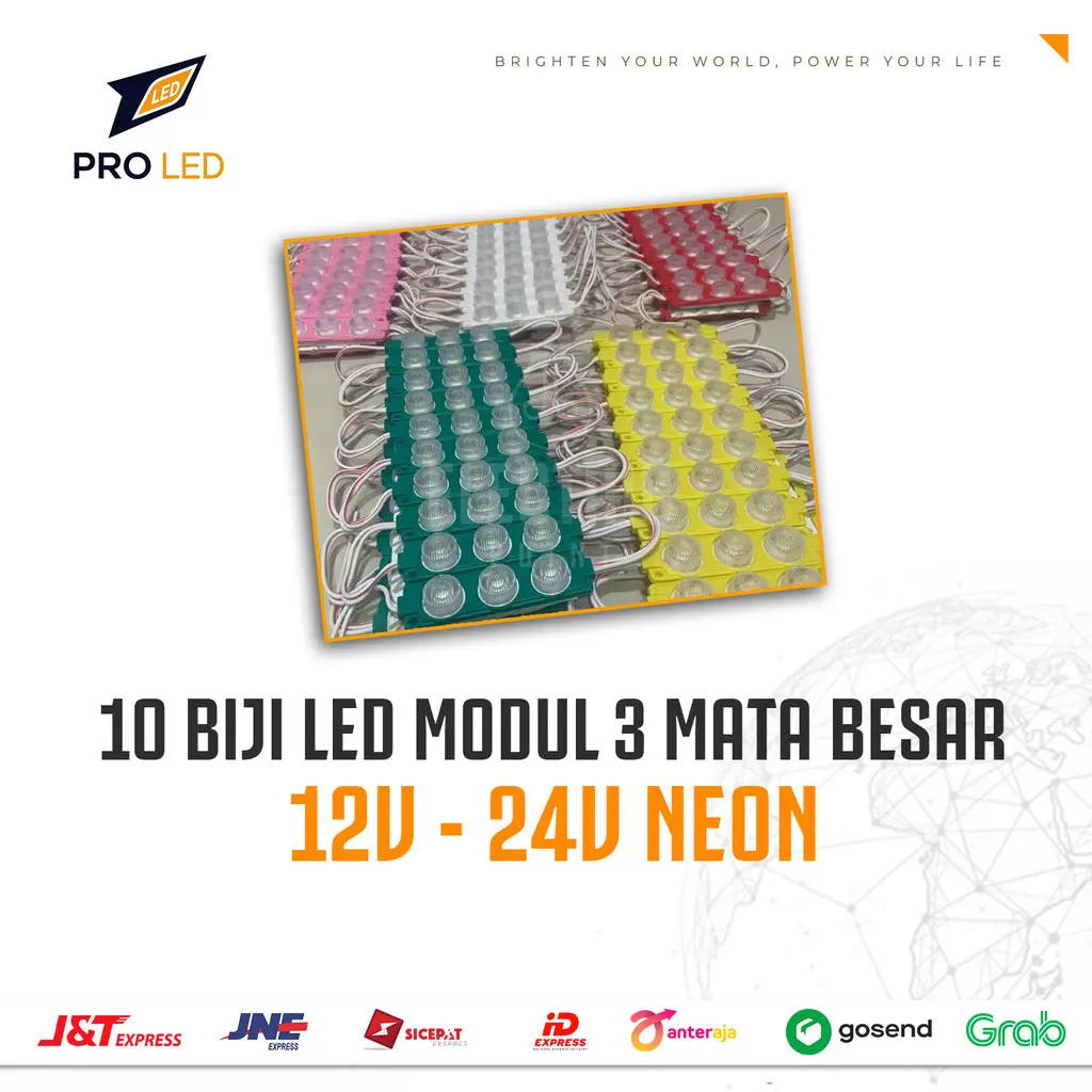 10 pcs Led Modul 3 Mata Besar 12V - 24V lampu variasi kendaraan motor mobil etalase