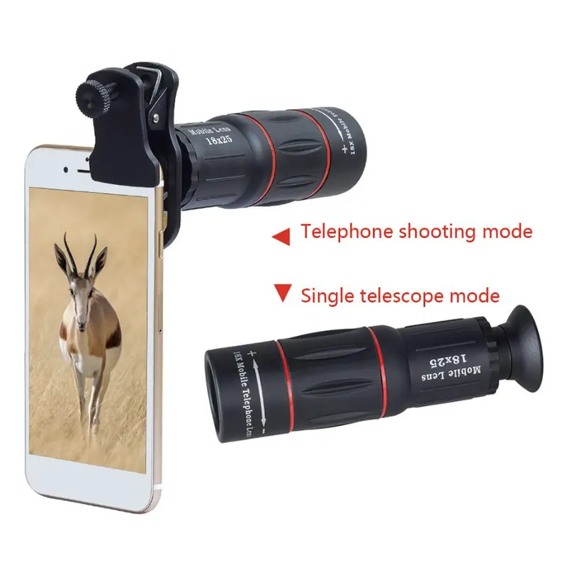 APEXEL Lensa Zoom HP Lens Kamera Tele Zoom HP 18X ZOOM LENSA Universal 18X25 Handphone Bermata HD Ponsel Lensa Camera HP Ponsel Lensa Zoom Optik Dengan Tripod untuk Ponsel 4