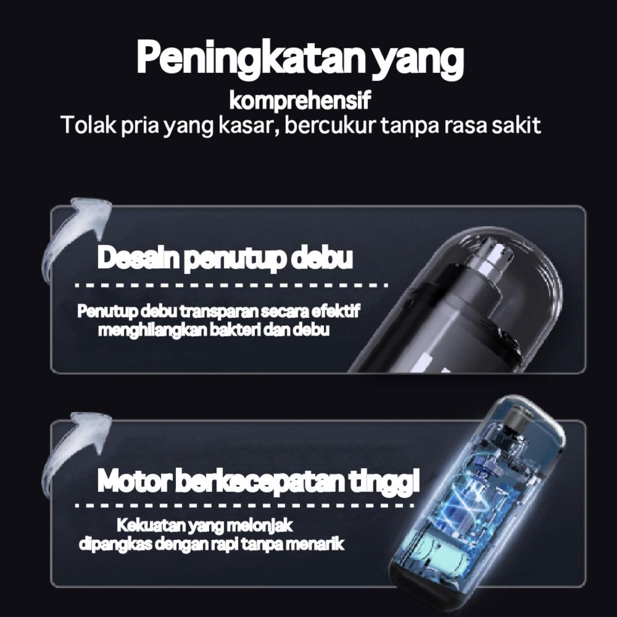 Pencukur Hidung & Telinga Elektrik - Trimmer Profesional 3-in-1, Anti Sakit dan Aman, Cocok untuk Keluarga