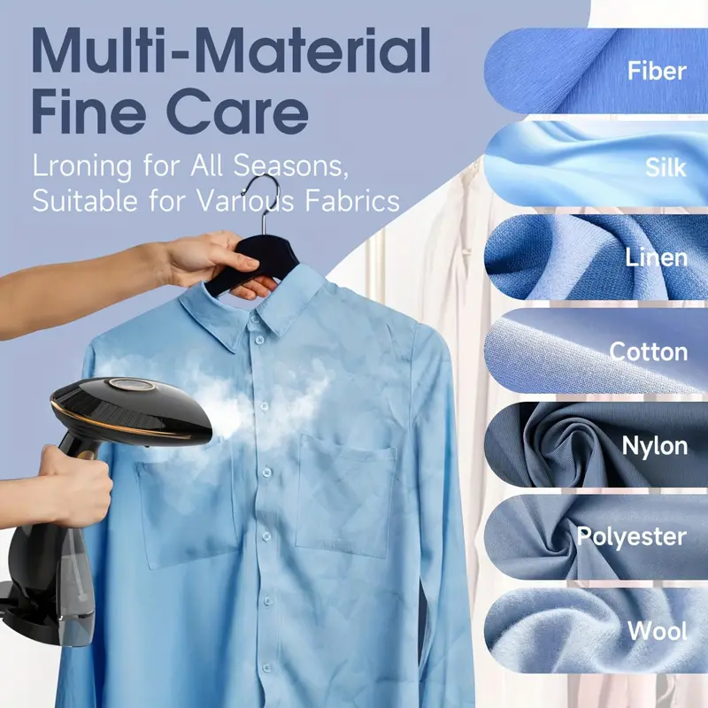 Portable Handheld Clothes-steamer, 1500W Garment-steamer with Replaceable Water Tank, Quick Heating Stainless Steel Panel Clothes-steamer Home Appliances, Cleaning Tools, Household Items 7